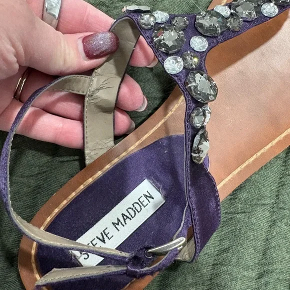 Steve Madden Embellished Purple Sandal Rhinestones Size 9 - Picture 3 of 5